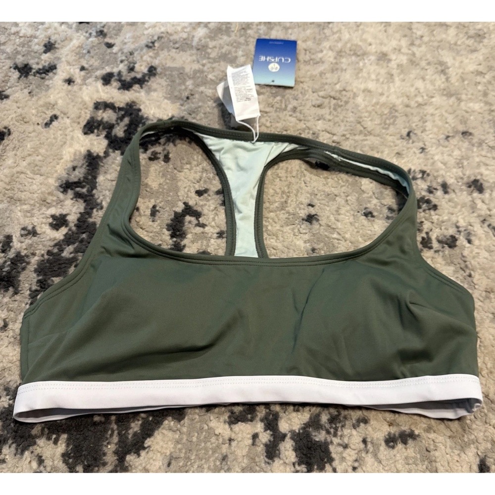 Cupshe Bikini Top Size Medium Green White New